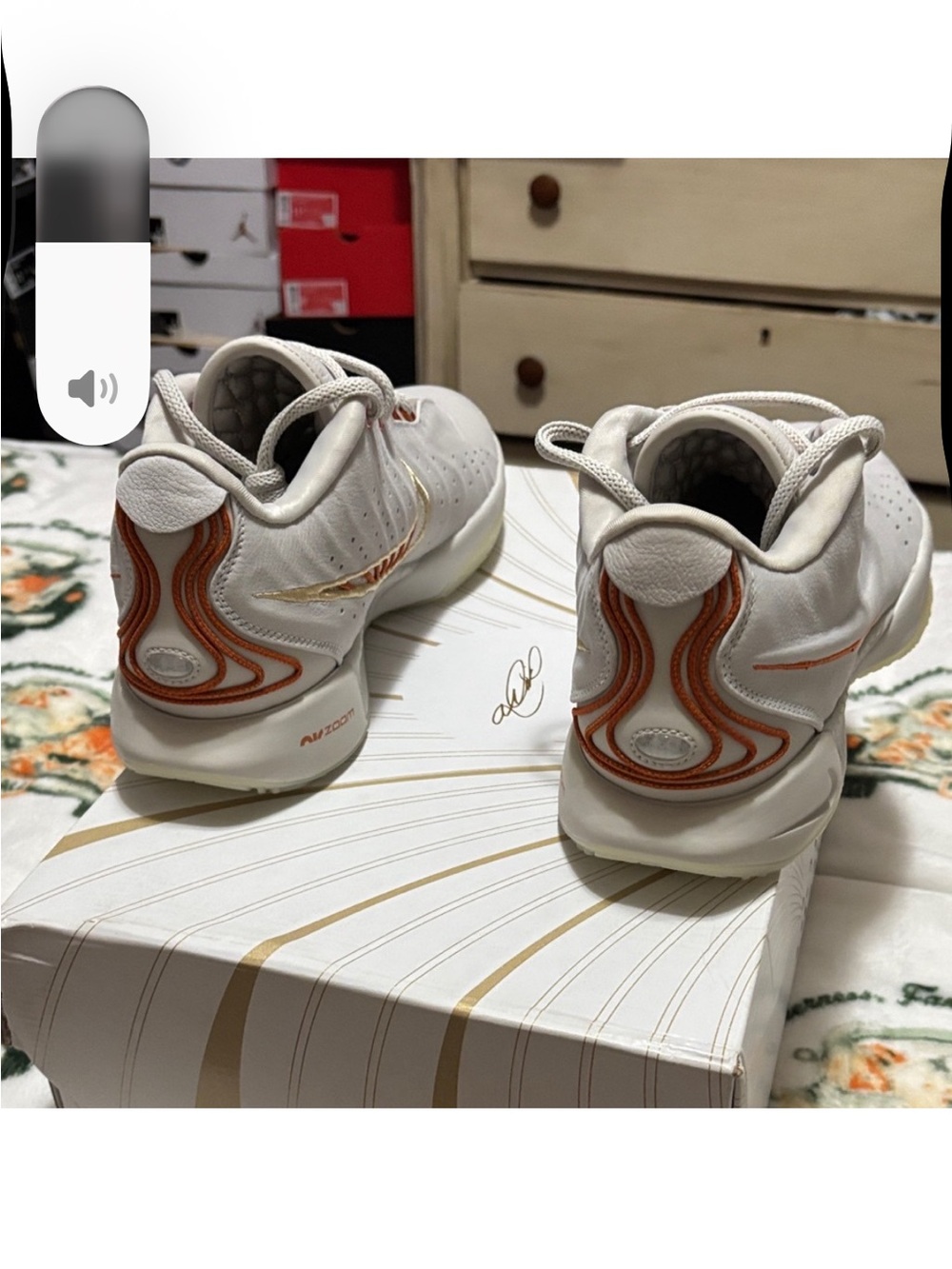 Nike LeBron James 21 Men’s Light Gray Sneakers with Orange Detailing - Picture 3 of 7